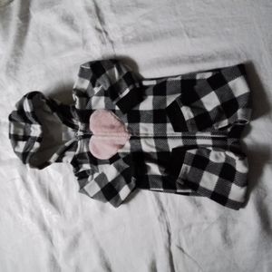 Carter’s buffalo plaid with pink heart fleece hooded bodysuit, size 12m